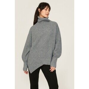 A.L.C. Rory Asymmetrical Rib Knit Wool Cashmere Sweater XS Cutout Gray Womens